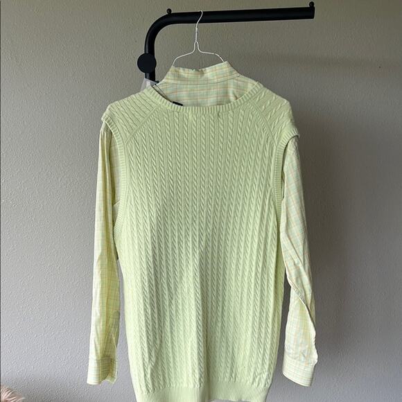 NWT Northern Isles Men's Light Green Cable Knit Sweater Vest and L/S Shirt - XL - Picture 7 of 8